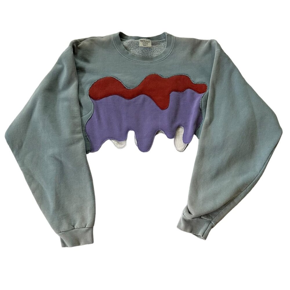 Custom Cropped Comfort Colors Sweatshirt Large Wavy Hem Rebuilt Crewneck